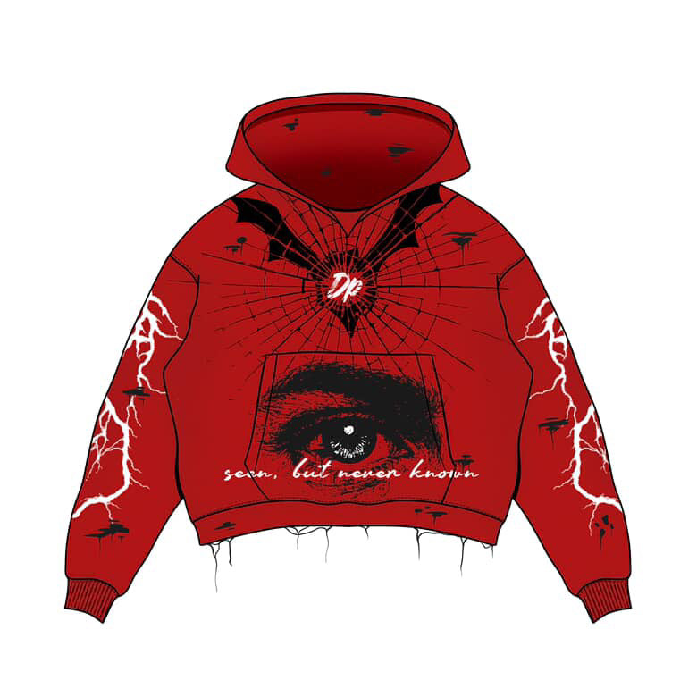 Lightning Graphic Oversized Hoodie – Black & Red Streetwear Edition