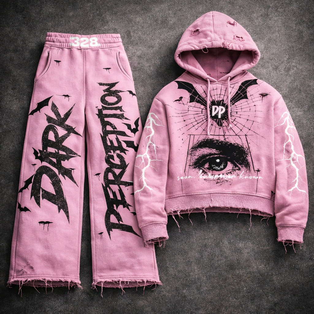 'Pink outburst " Oversized Graffiti Hoodie + Pants Matching Co-ord Set