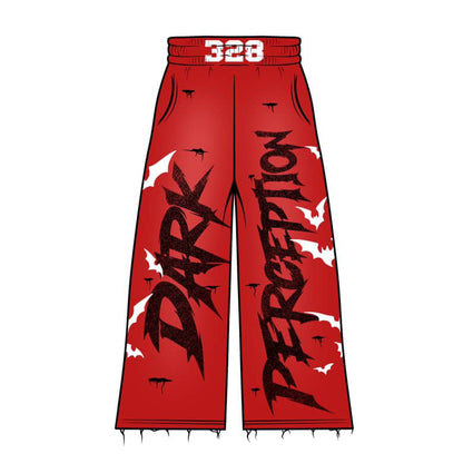 Red Dark Perception Wide-Leg Streetwear Pants