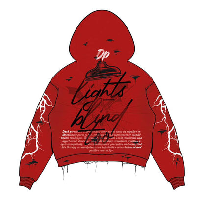 Lightning Graphic Oversized Hoodie – Black & Red Streetwear Edition