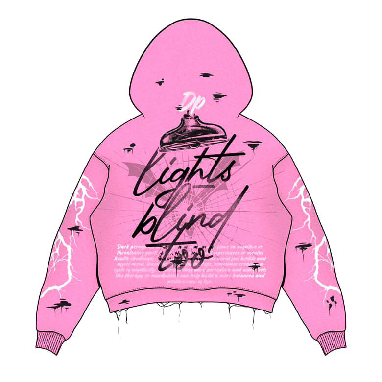 Pink "outburst"Graphic Streetwear Hoodie – Lights Blind Edition