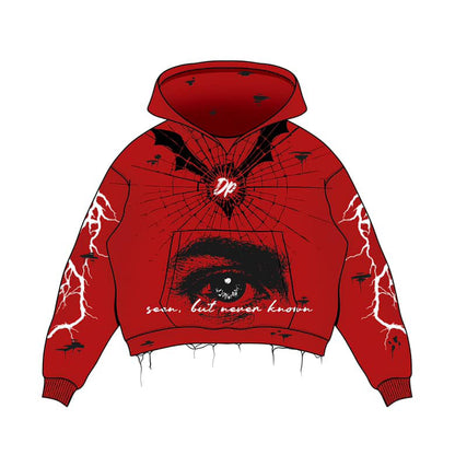 Lightning Graphic Oversized Hoodie – Black & Red Streetwear Edition