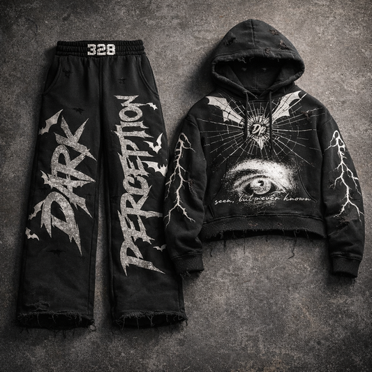 Black Oversized Graffiti Hoodie + Pants Matching Co-ord Set
